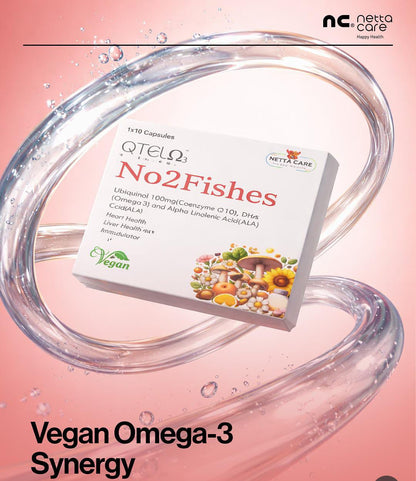 No 2 Fishes™ Qtel Ω3 | Vegan Omega 3 + Ubiquinol Synergy Capsule