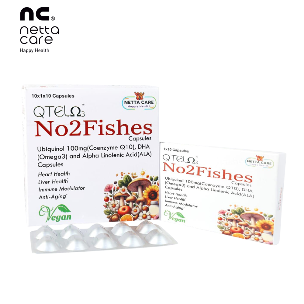 No 2 Fishes™ Qtel Ω3 | Vegan Omega 3 + Ubiquinol Synergy Capsule
