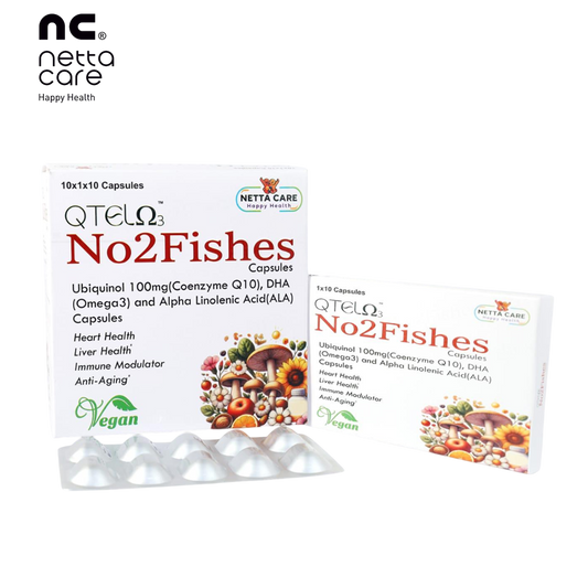 No 2 Fishes™ Qtel Ω3 | Vegan Omega 3 + Ubiquinol Synergy Capsule